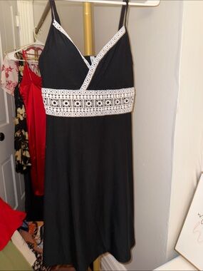 Mudd Black Midi Dress with White Crochet Trim